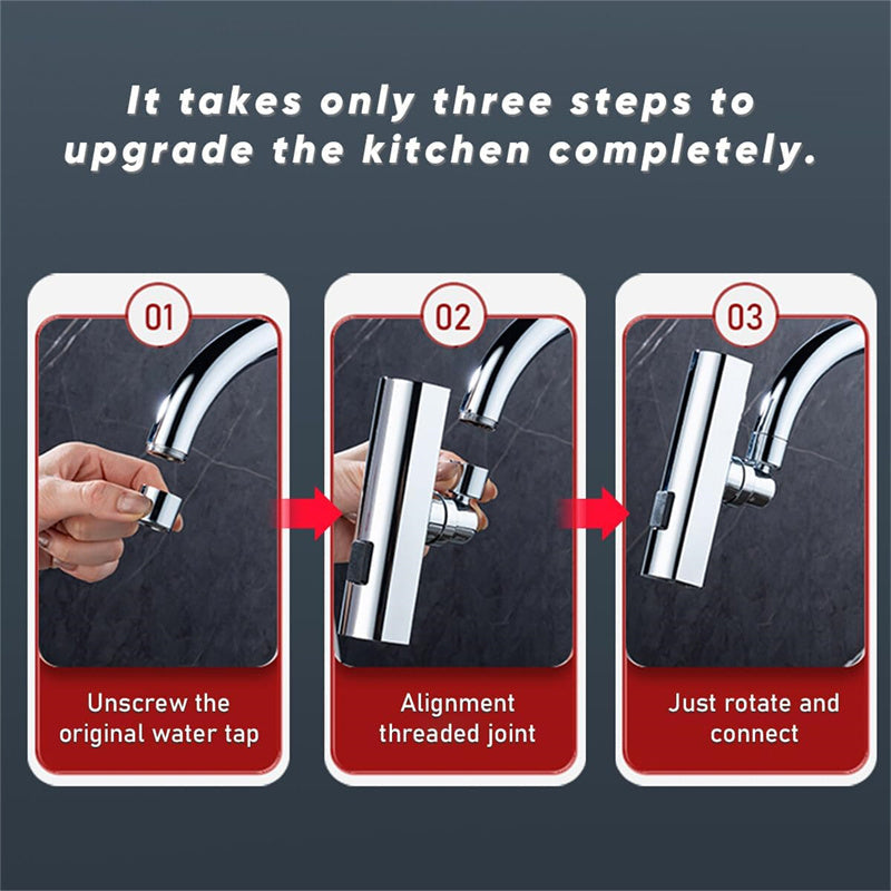 Prime Zar™ Waterfall Kitchen Faucet Extension Adapter 720° Swivel 4 Mod - Prime Zar